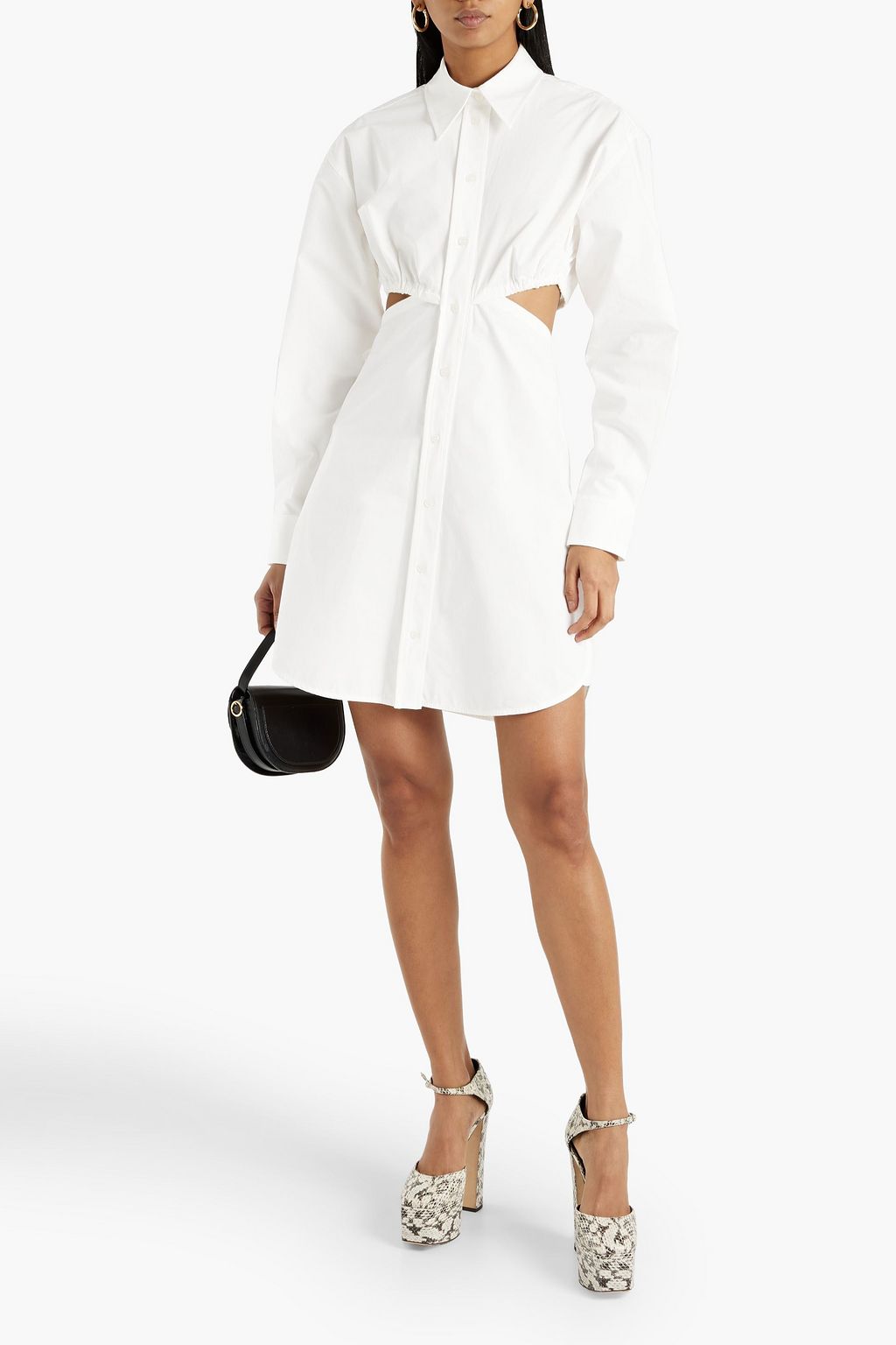 VICTORIA BECKHAM Cutout organic cotton-blend poplin mini shirt dress