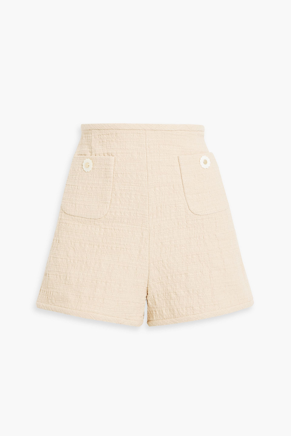 Sandro Embellished Cotton-blend Tweed Shorts In Beige