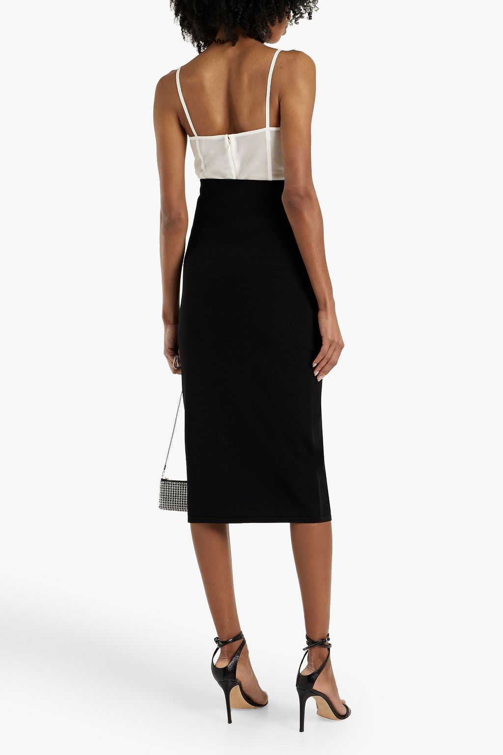 HERVÉ LÉGER Stretch knit-paneled tulle top