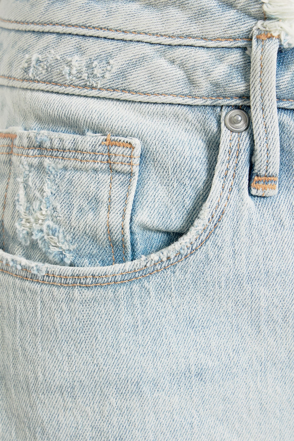 Good American Good Vintage Distressed Denim Shorts In Light Denim