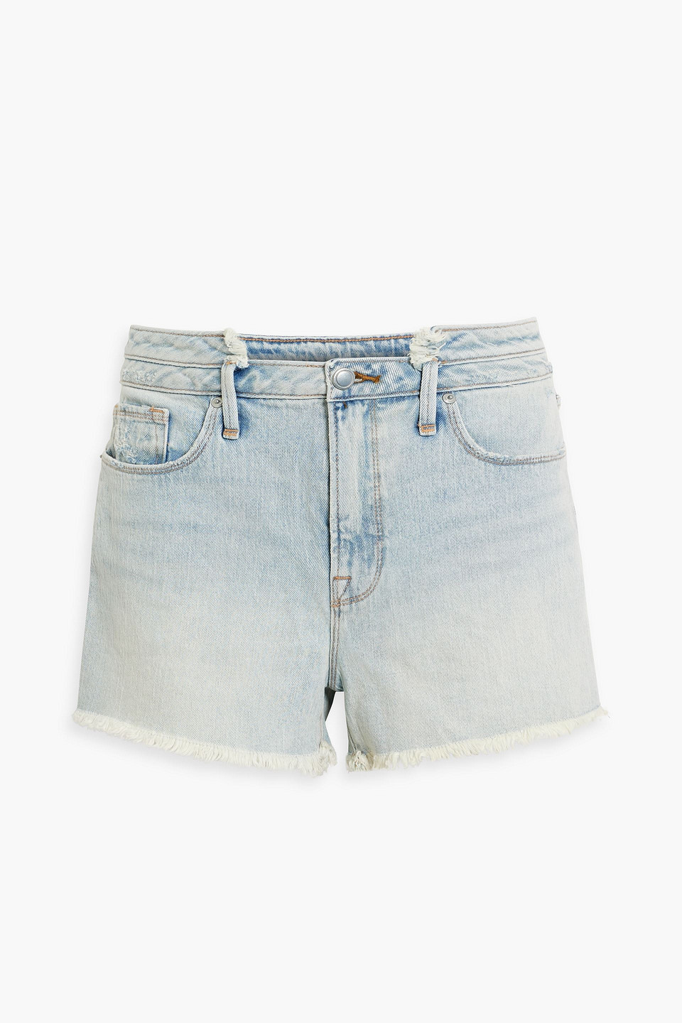 Good American Good Vintage Distressed Denim Shorts In Light Denim
