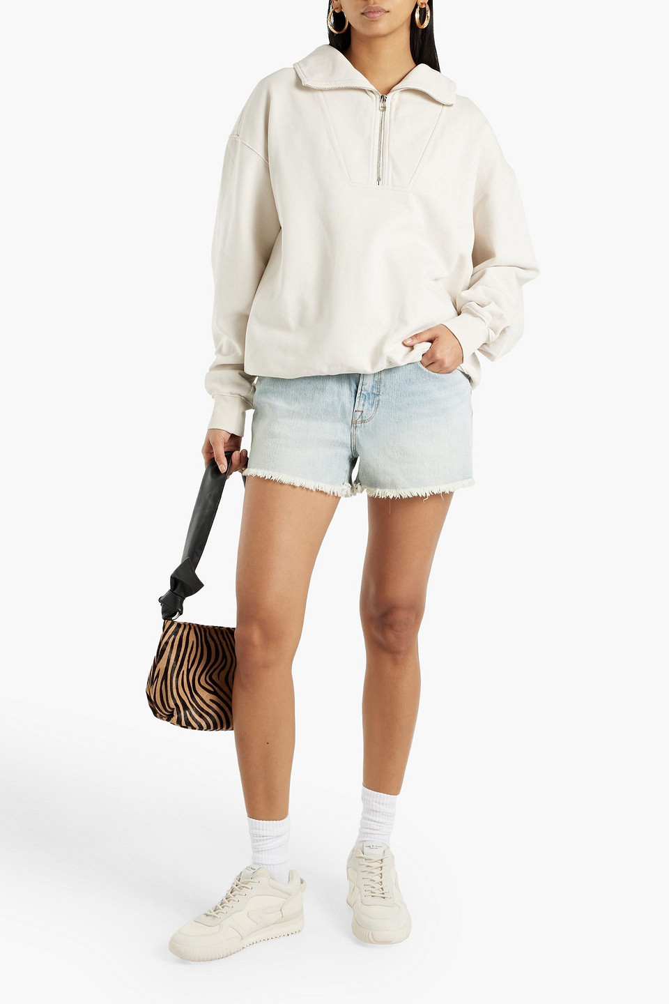 Good American Good Vintage Distressed Denim Shorts In Light Denim