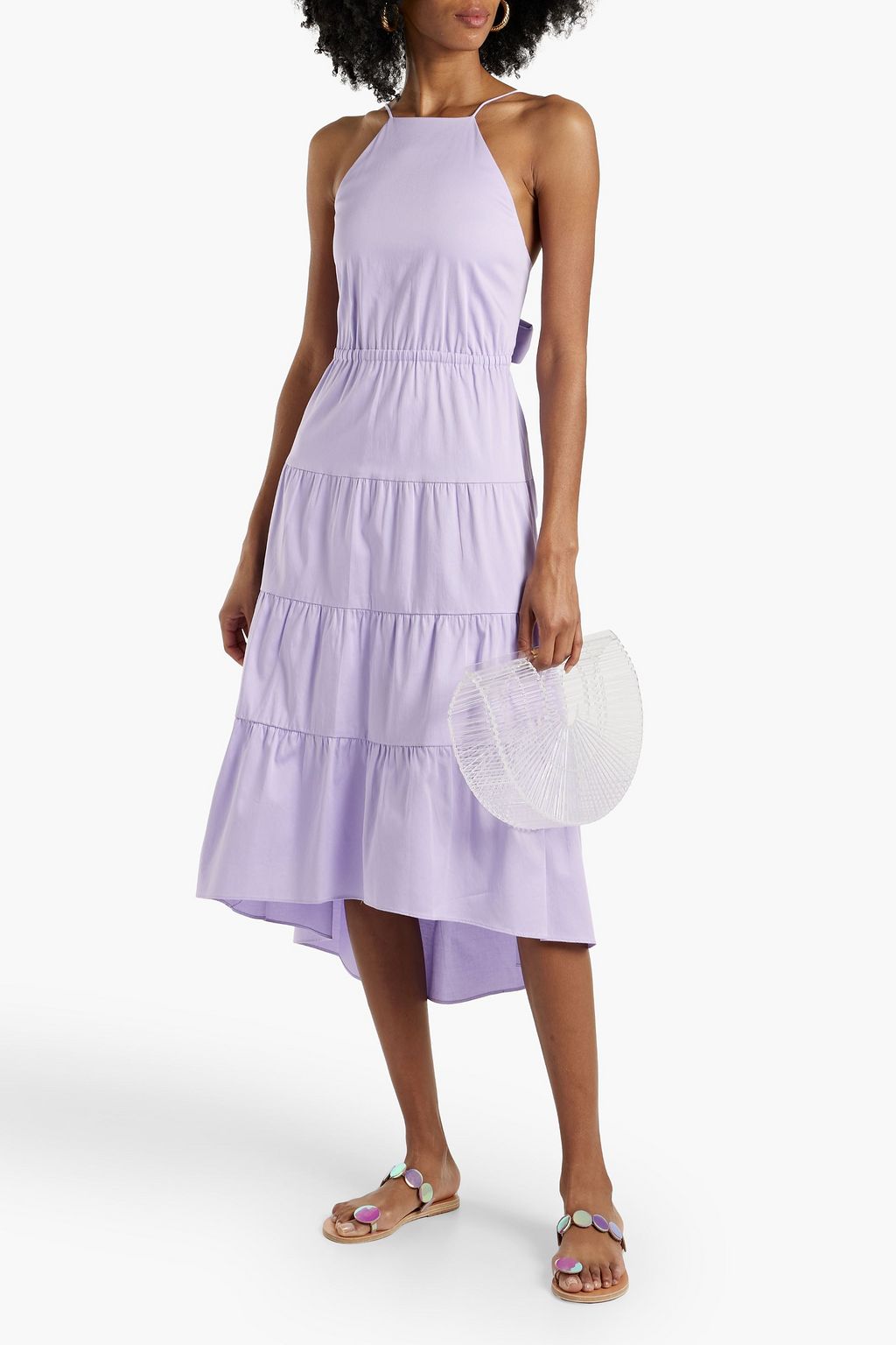 ALICE + OLIVIA Hartley tiered cotton-blend poplin midi dress