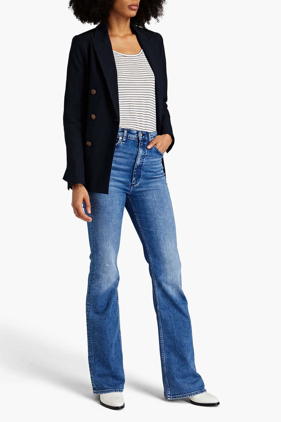  Rag & Bone - Casey Hoch Sitzende Schlagjeans - Blau - 23 