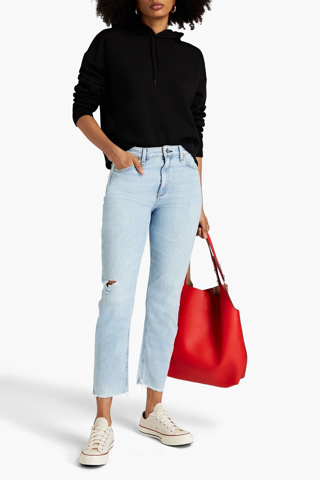 RAG & BONE بنطلون جينز «نينا» بقصة أرجل ضيّقة بخصر مرتفع وبتصميم ممزق