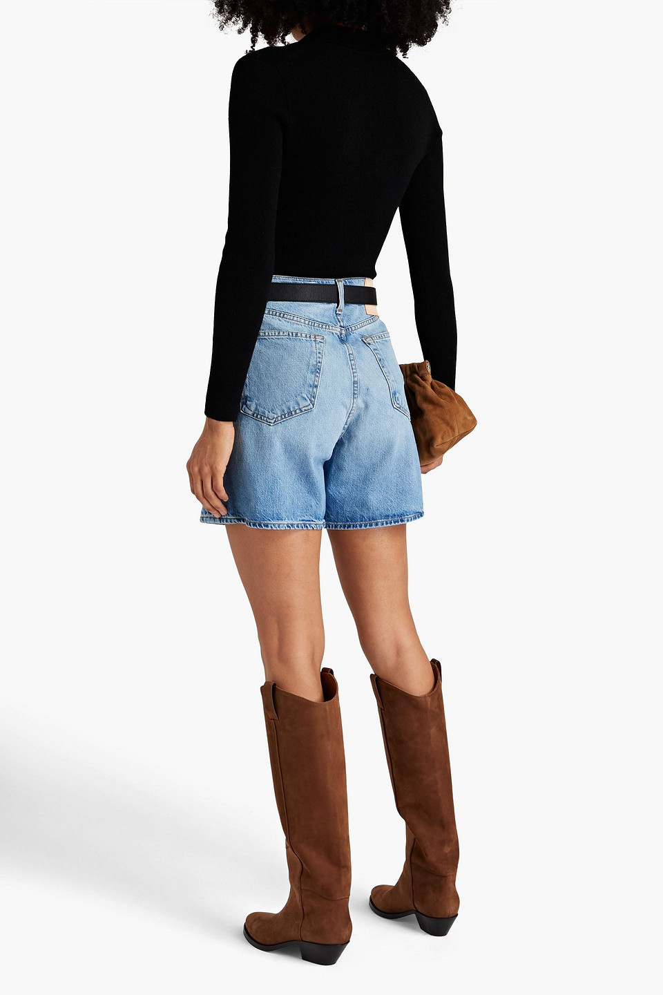Rag & Bone Maya High Waist Raw Hem Denim Shorts In Light Denim