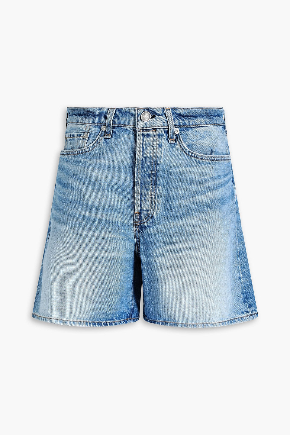 Rag & Bone Maya High Waist Raw Hem Denim Shorts In Light Denim