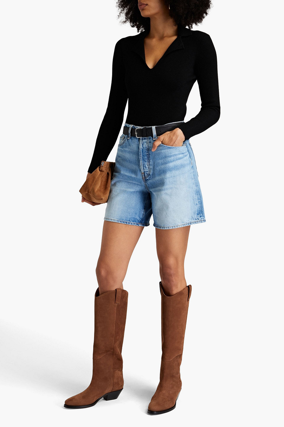 Shop Rag & Bone Maya Faded Denim Shorts In Light Denim