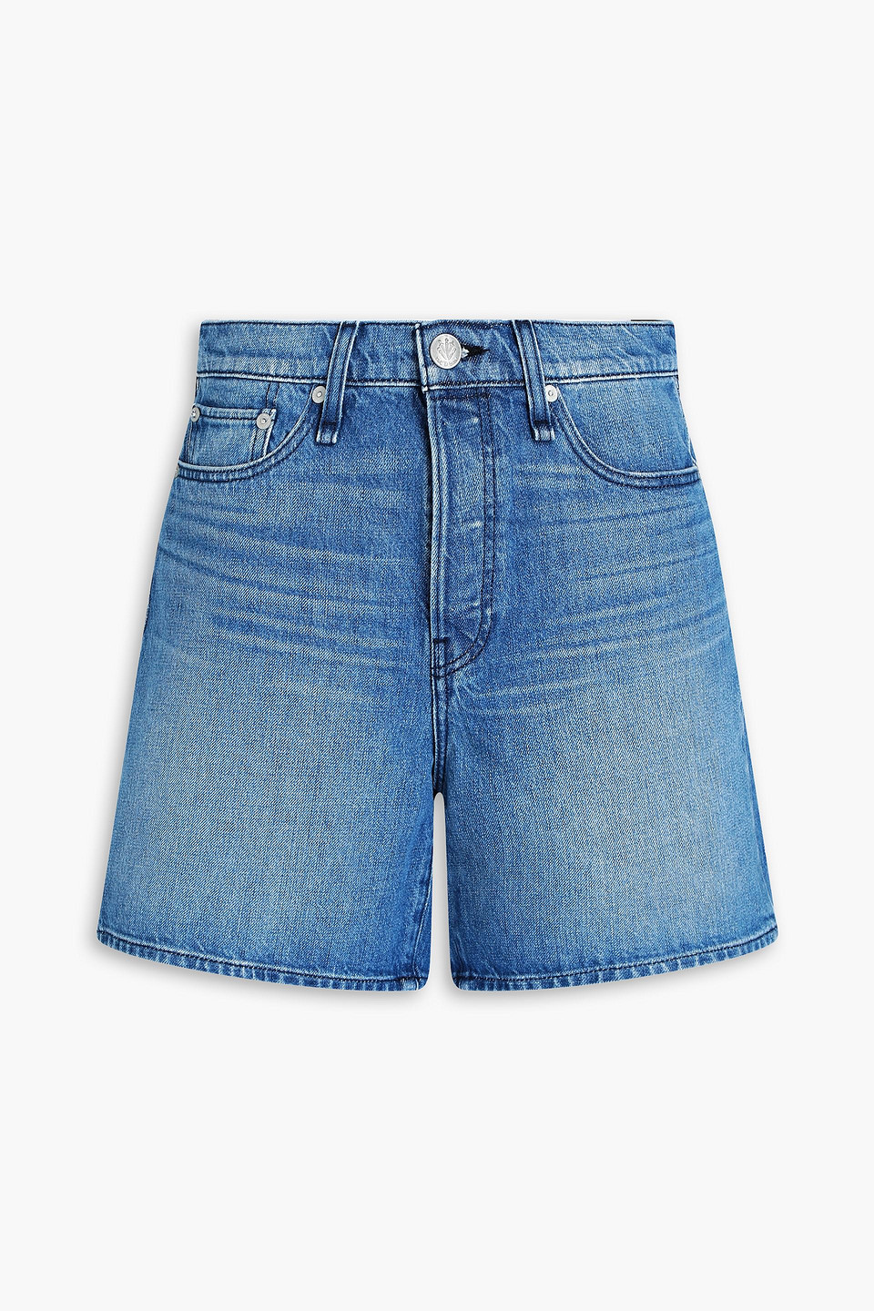 Rag & Bone Maya Faded Denim Shorts In Mid Denim