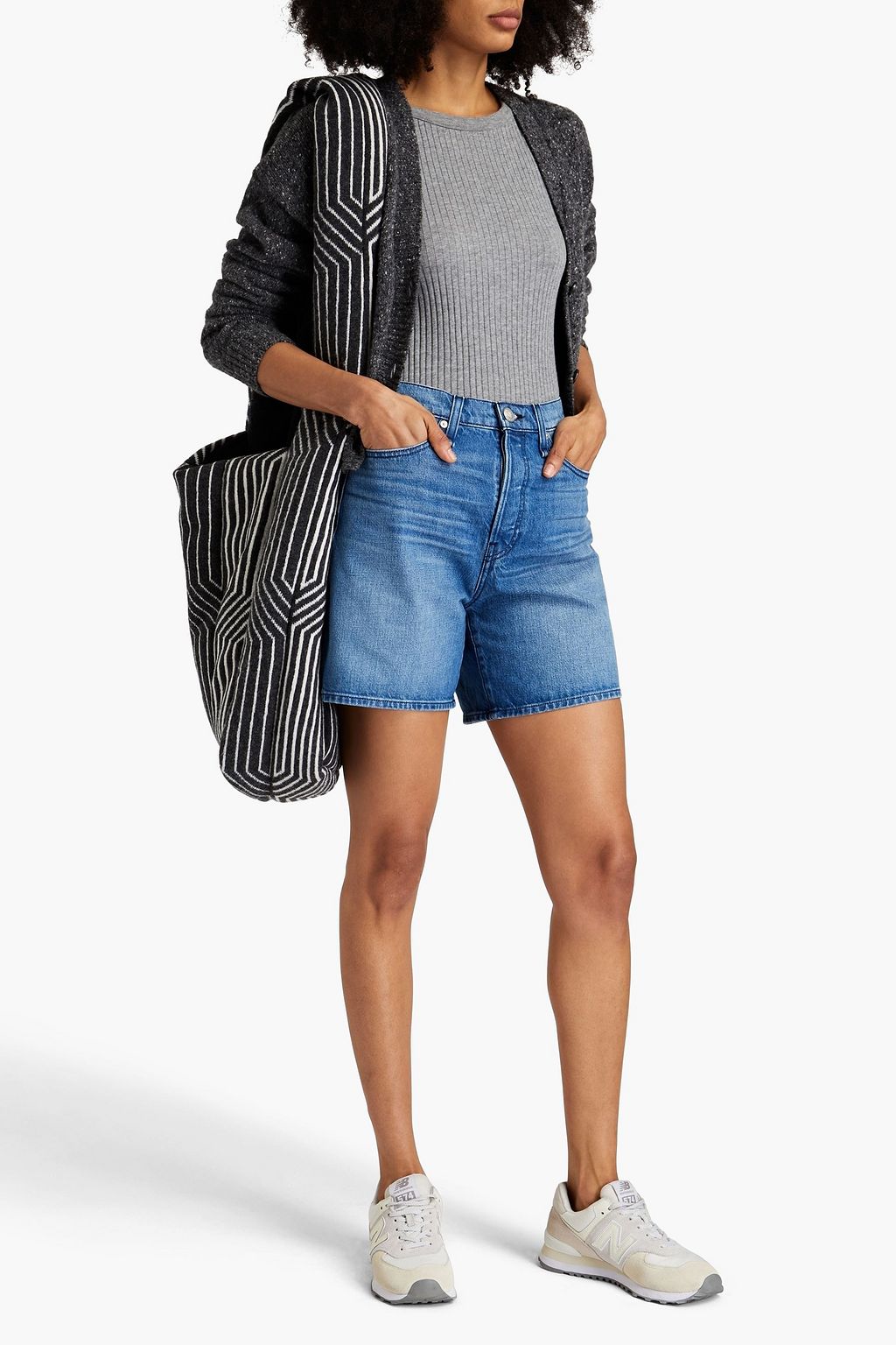 RAG & BONE شورت «مايا» من الجينز بلون باهت