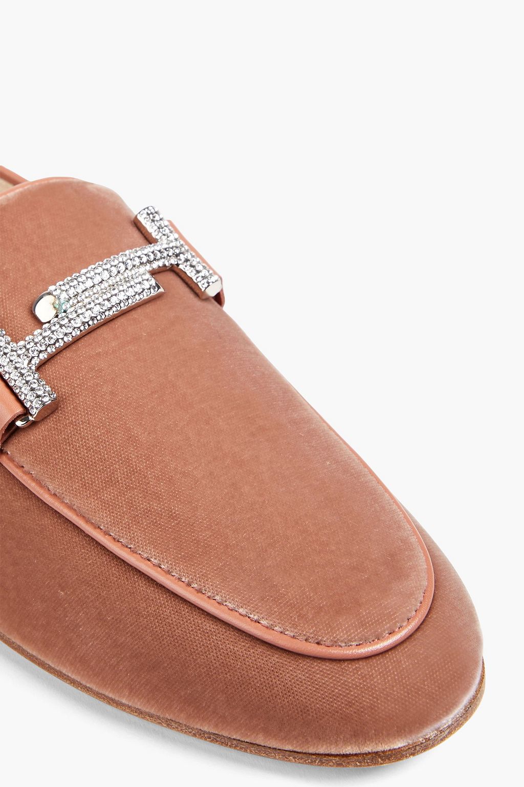 TOD'S Crystal-embellished velvet loafers