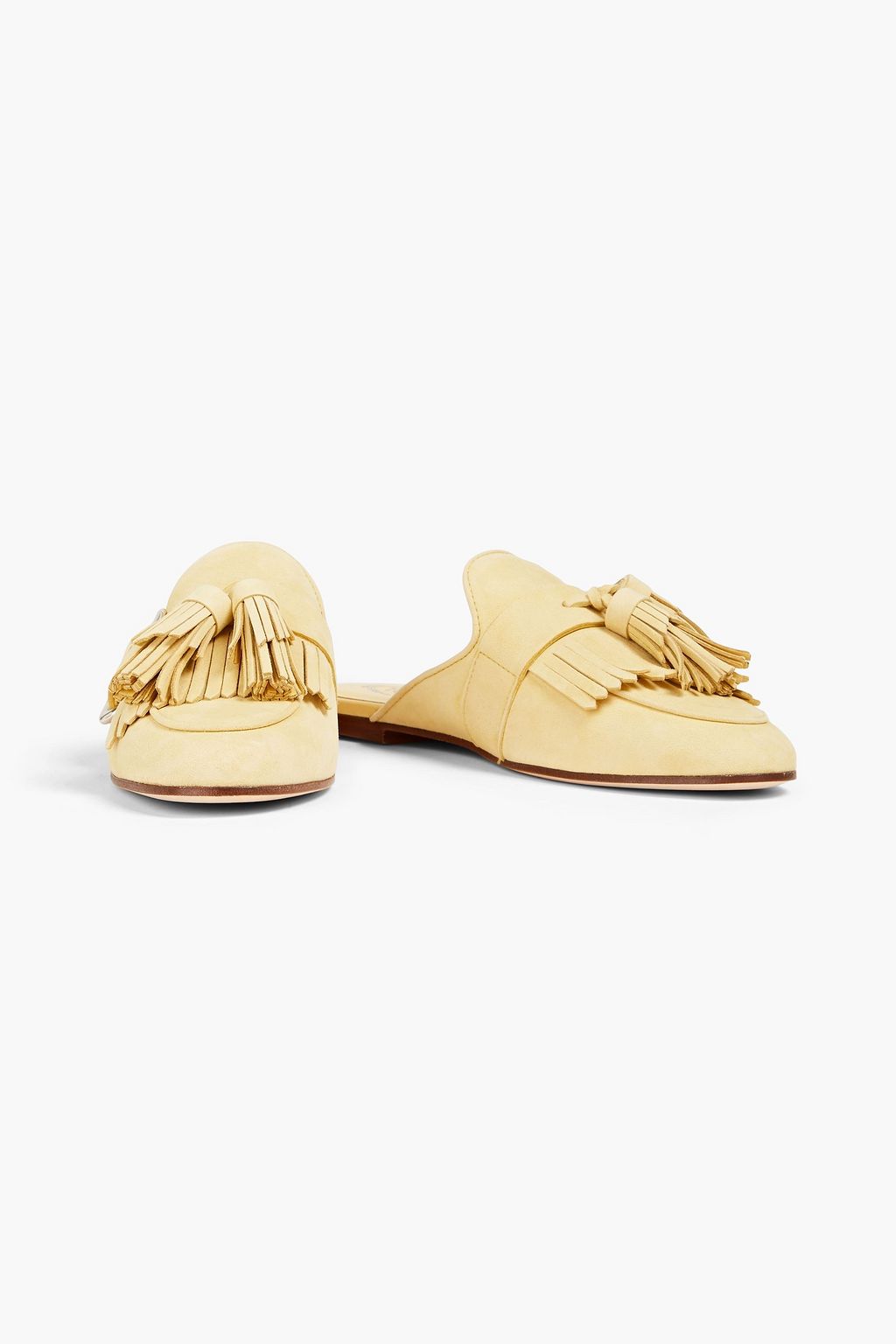 TOD'S Fringed tassled nubuck mules