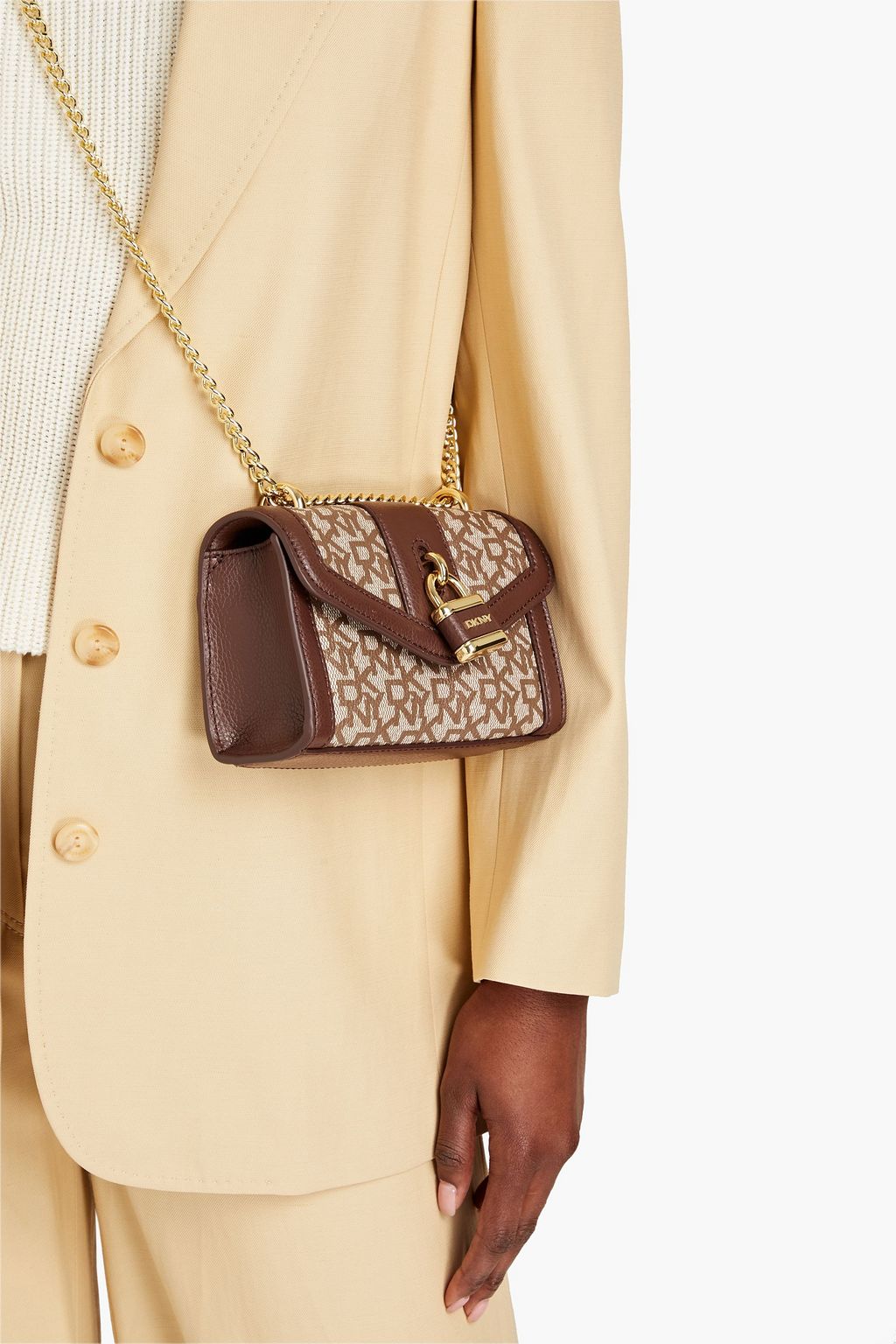 DKNY Logoprint faux texturedleather shoulder bag Sale up to 70 off