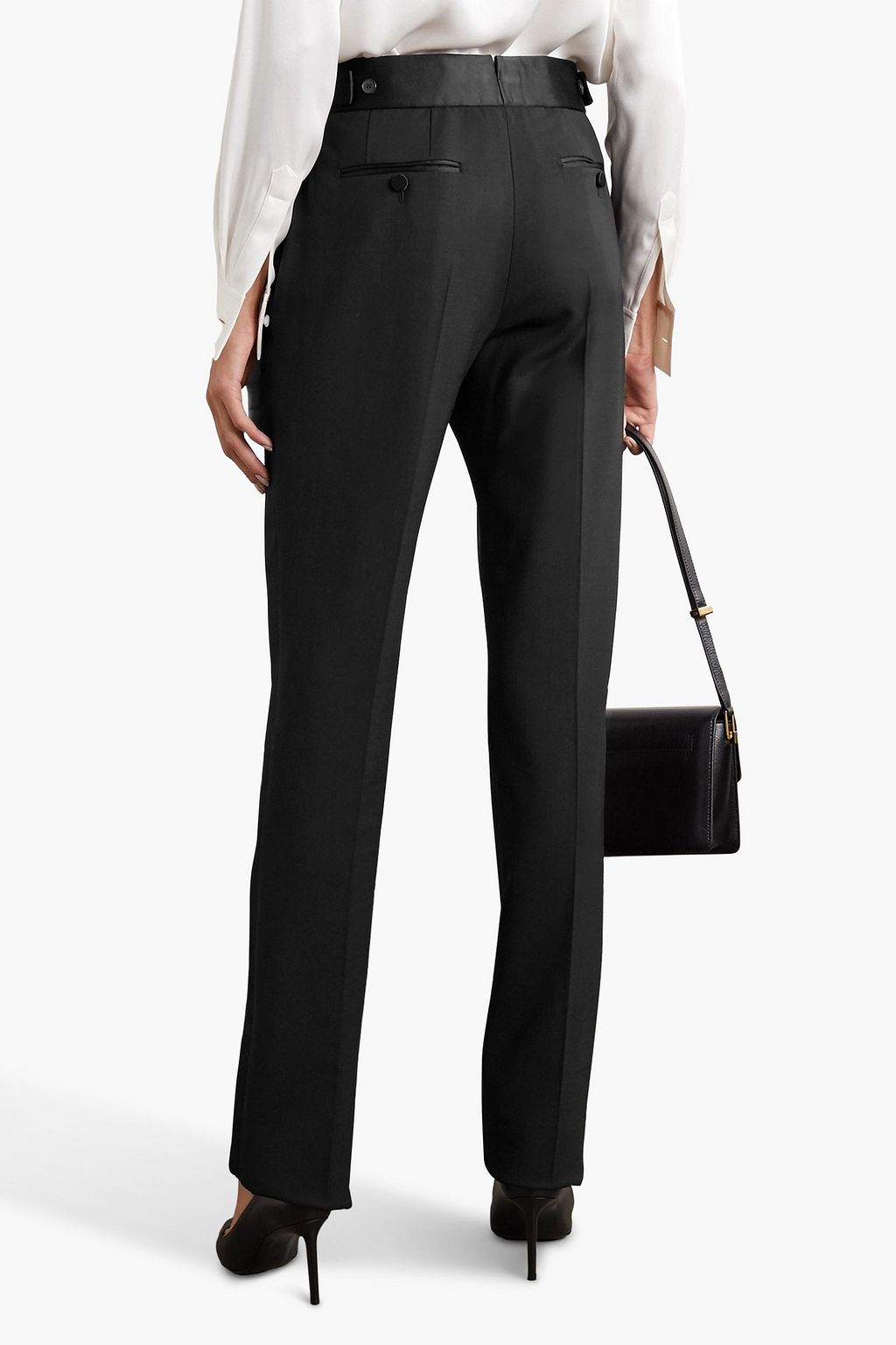 TOM FORD Silk satin-trimmed wool-blend straight-leg pants
