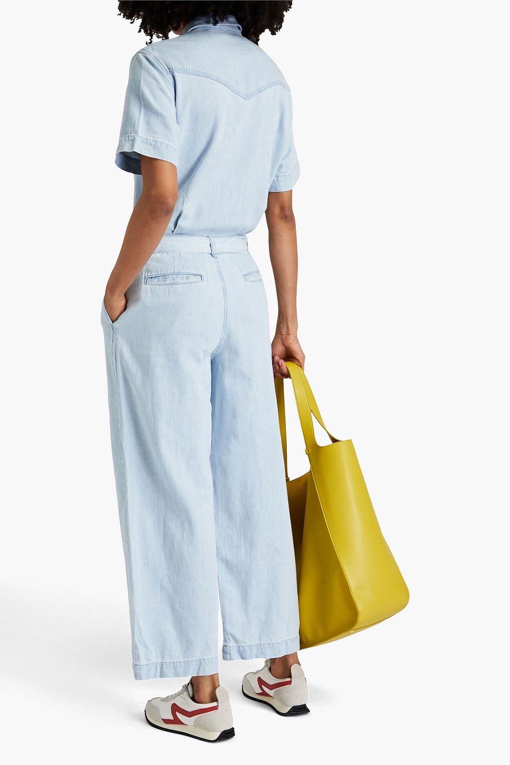 RAG & BONE جمبسوت من الجينز مزين بكسرات ومزود بحزام