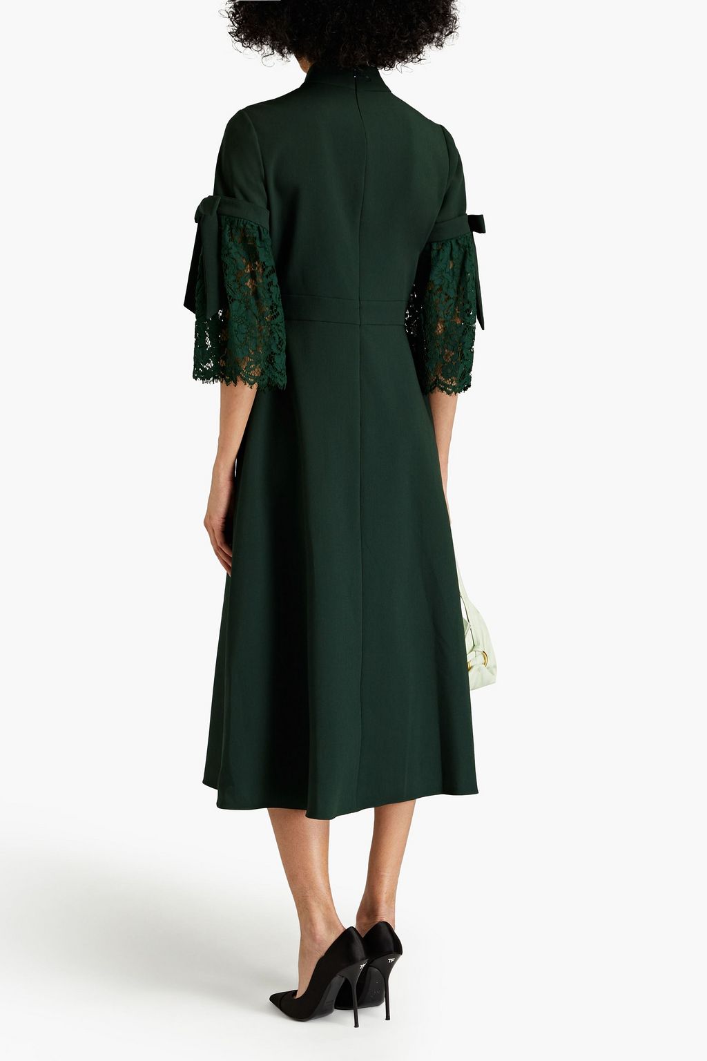 MIKAEL AGHAL Embellished lace-trimmed crepe midi dress