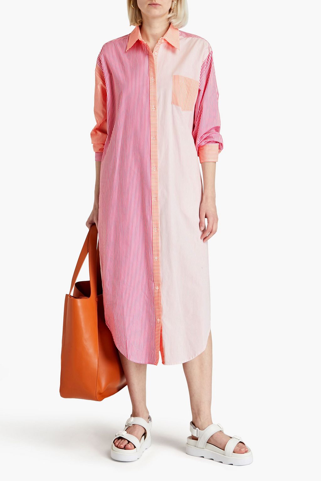 SOLID & STRIPED The Oxford striped cotton-poplin midi shirt dress