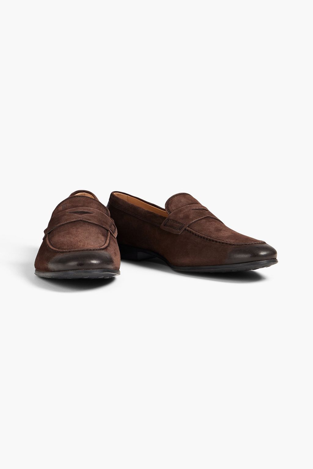 TOD'S Burnished-suede penny loafers