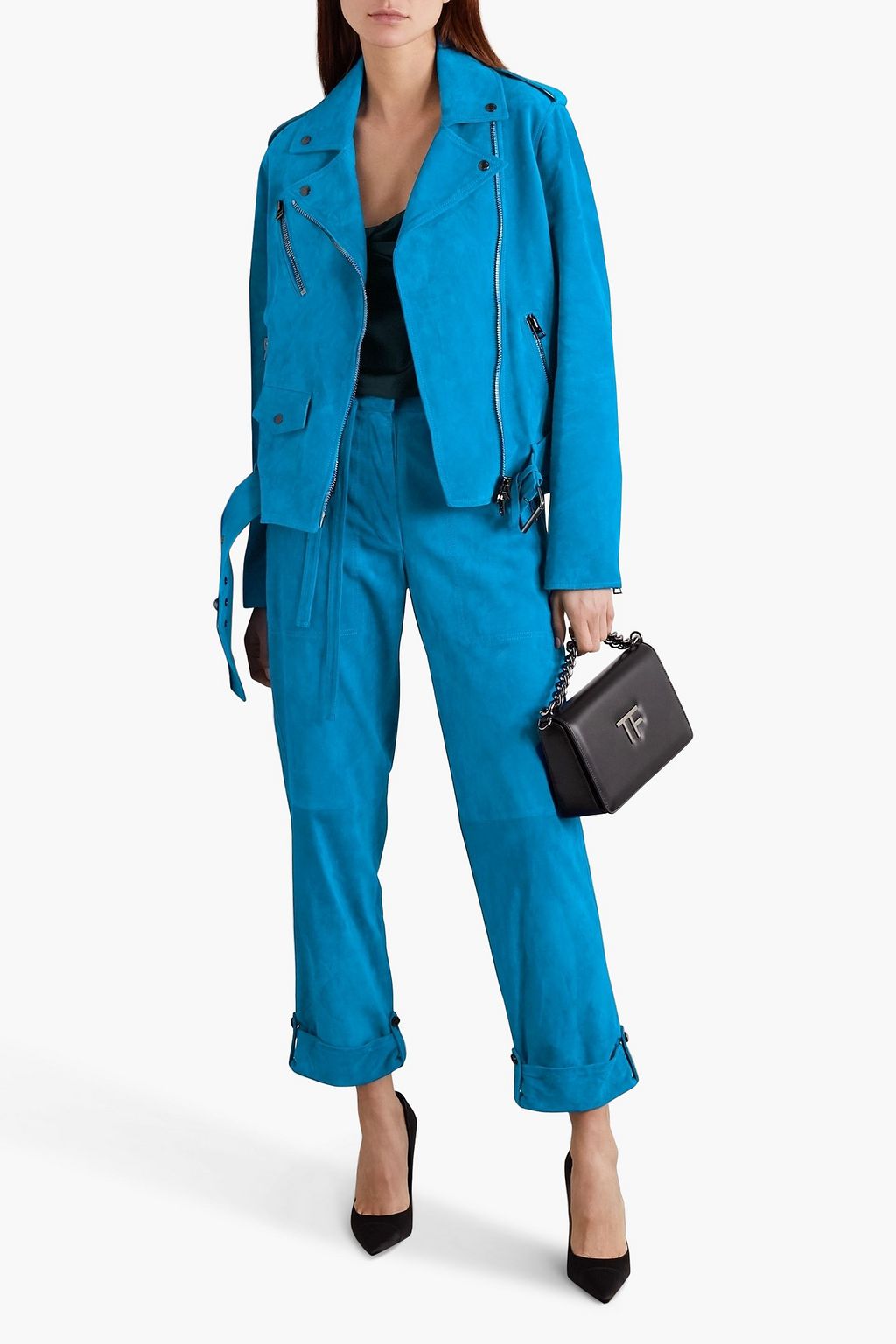 TOM FORD Cropped suede straight-leg pants