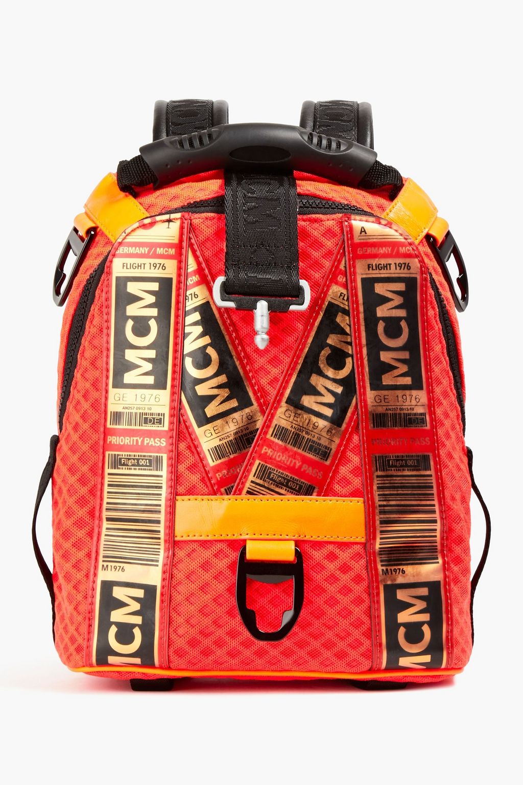 MCM Appliquéd neon mesh backpack