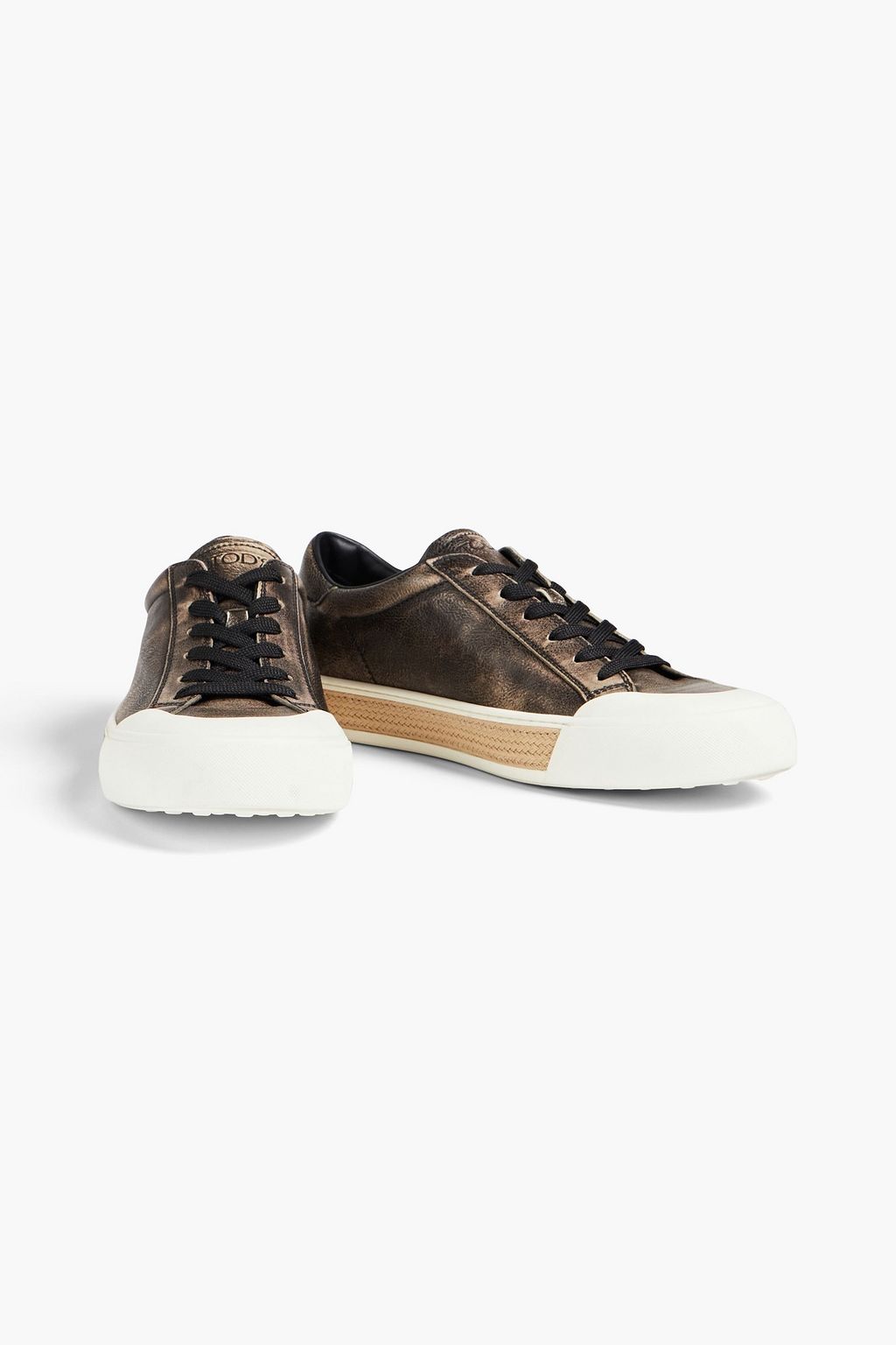 TOD'S Faded pebbled-leather sneakers