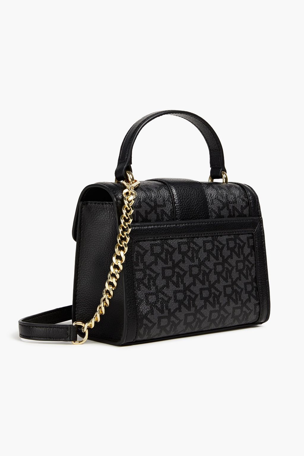 Black Logoprint coatedcanvas shoulder bag DKNY THE