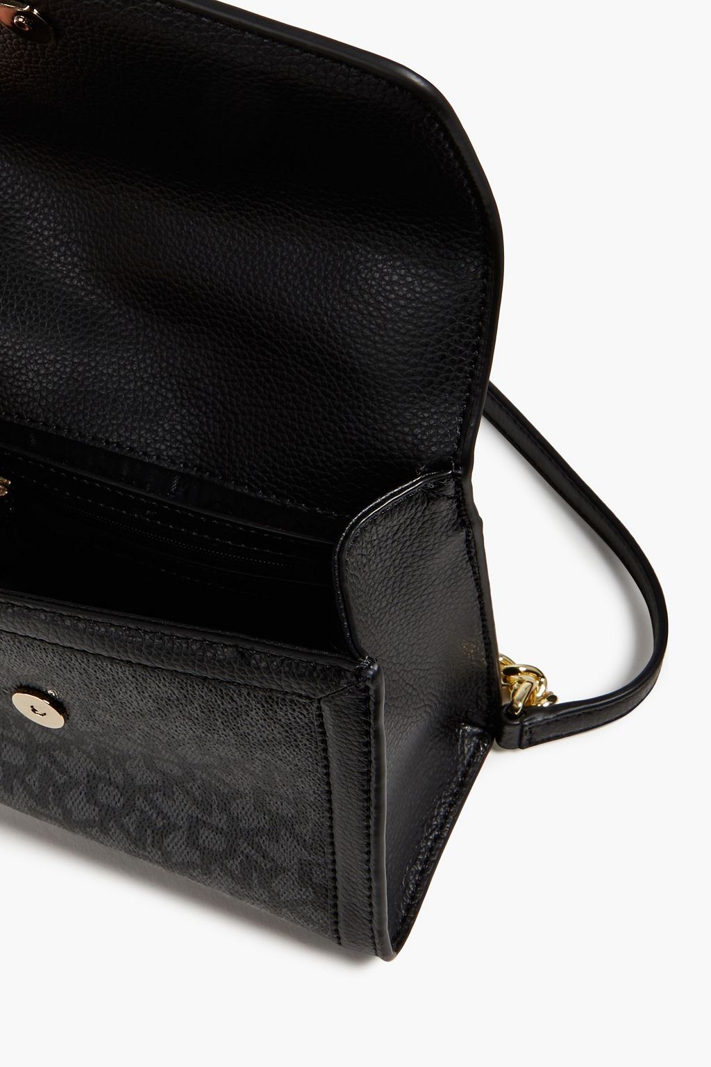 Black Logoprint coatedcanvas shoulder bag DKNY THE