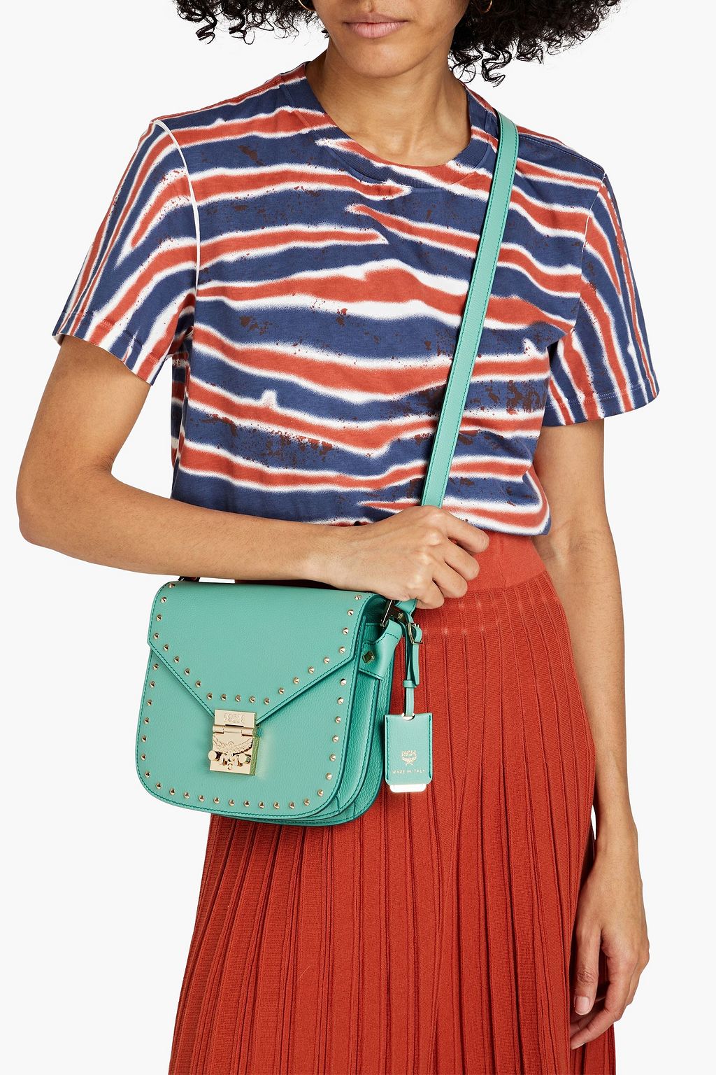 MCM Studded pebbled-leather shoulder bag
