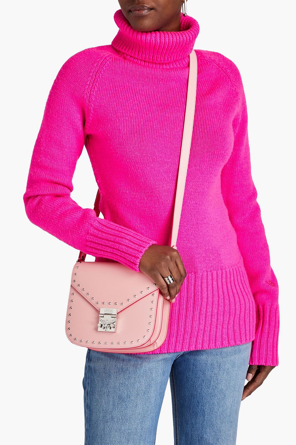 MCM Patricia studded pebbled-leather shoulder bag