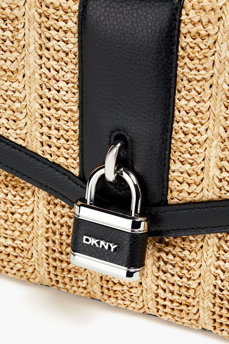 DKNY SLEEPWEAR ELLA FAUX RAFFIA SHOULDER BAG