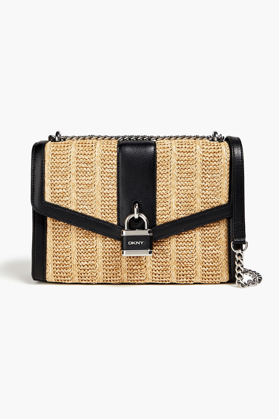 DKNY SLEEPWEAR ELLA FAUX RAFFIA SHOULDER BAG