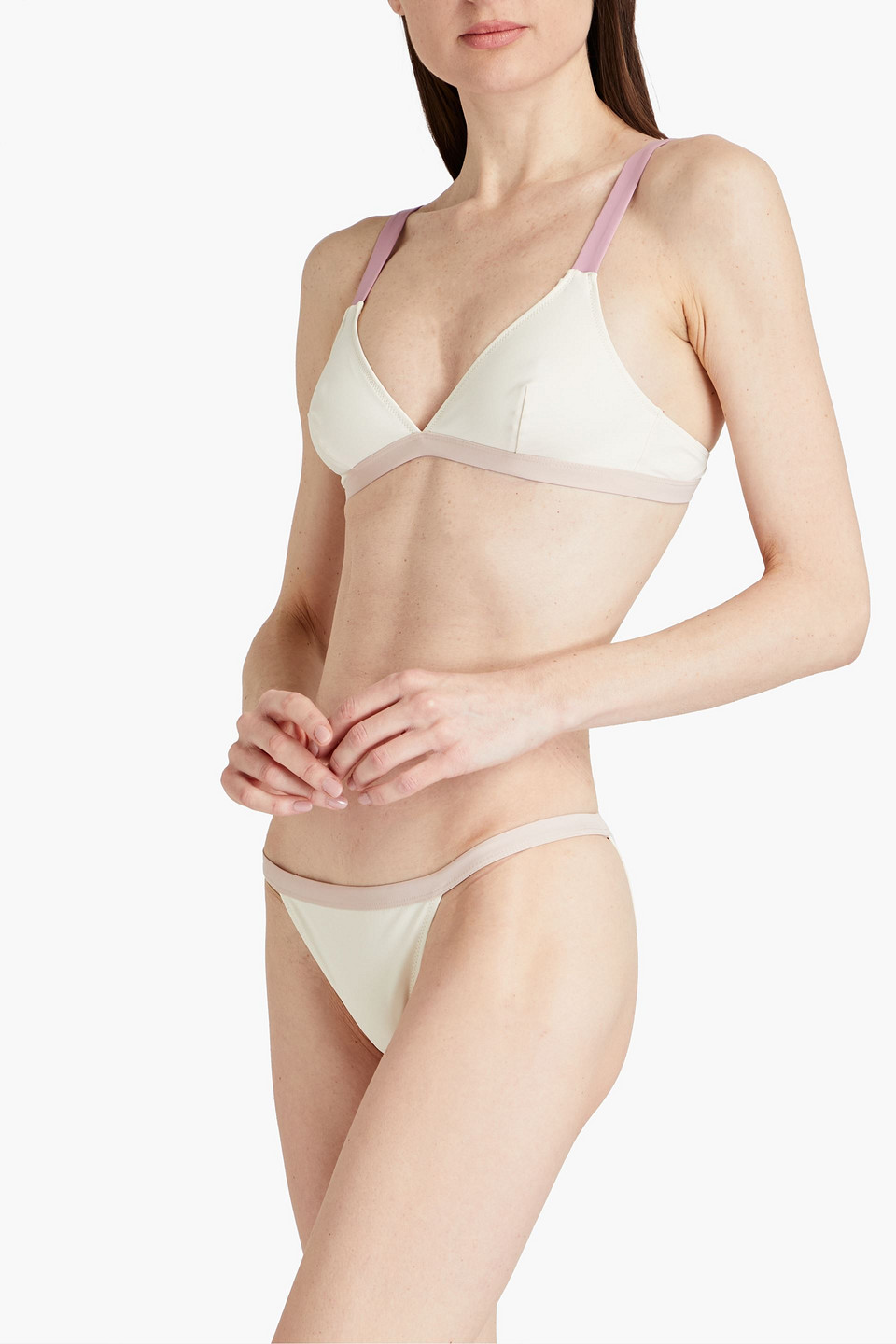  Valimare - St. Barth's Zweifarbiges, Tief Sitzendes Bikini-höschen - Weiß - L 
