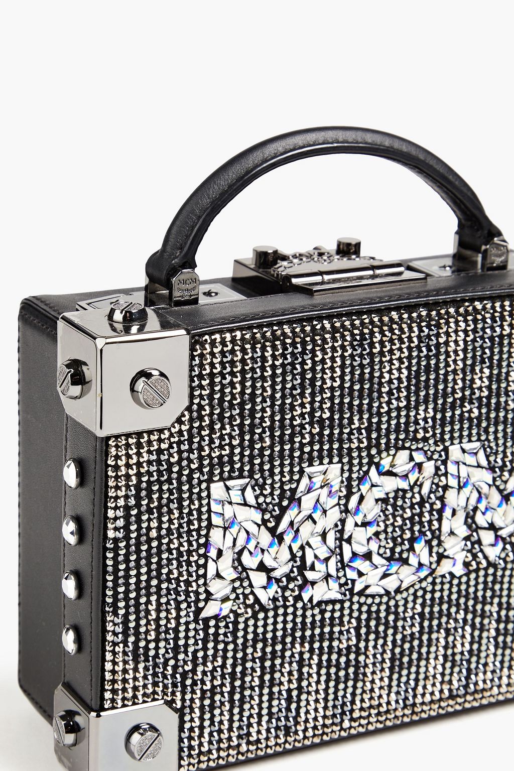 MCM Berlin embellished metallic leather box clutch