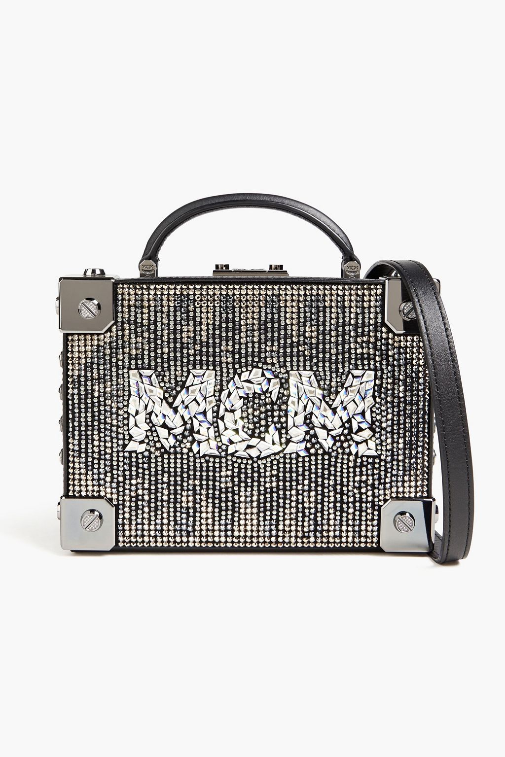 MCM Berlin embellished metallic leather box clutch