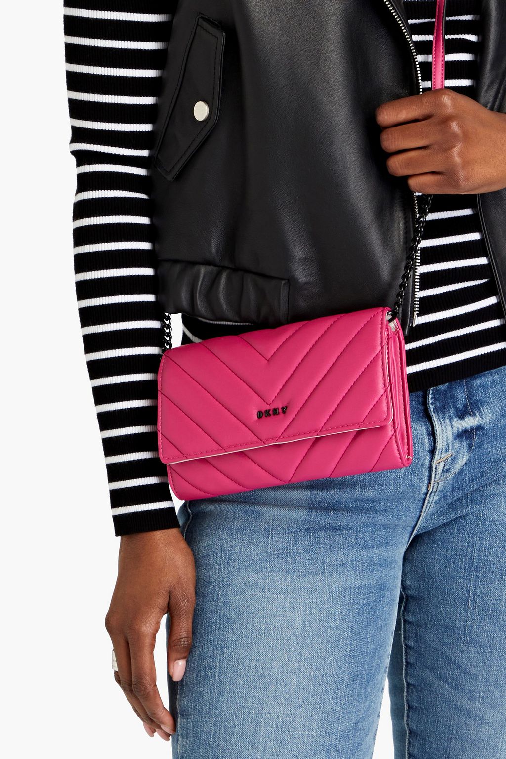DKNY Quilted faux leather shoulder bag