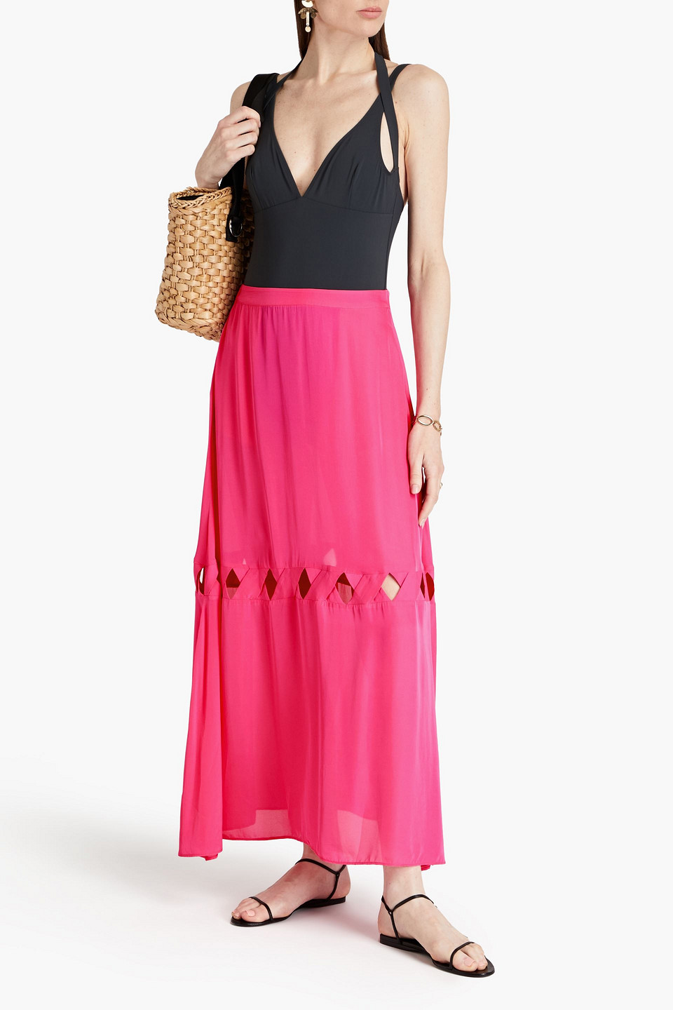  Valimare - Sardinia Maxirock Aus Chiffon Mit Cut-outs - Pink - S/m 