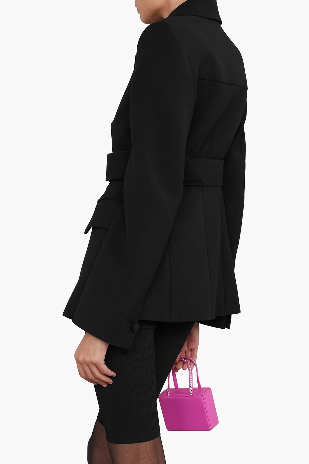 VERSACE Double-breasted belted wool blazer