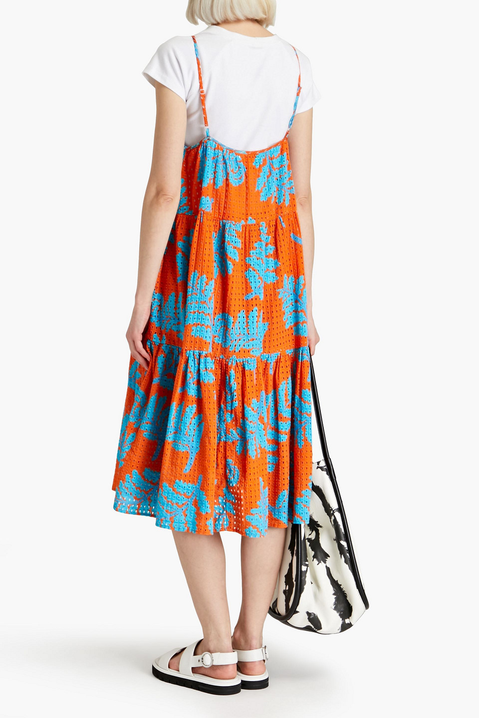 SOLID & STRIPED THE ADDISON TIERED PRINTED BRODERIE ANGLAISE COTTON MIDI DRESS 3074457345634602674