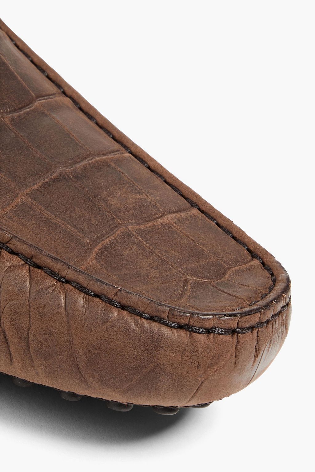 TOD'S Double T croc-effect leather driving shoes