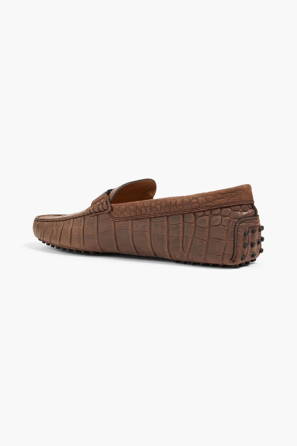 TOD'S Double T croc-effect leather driving shoes