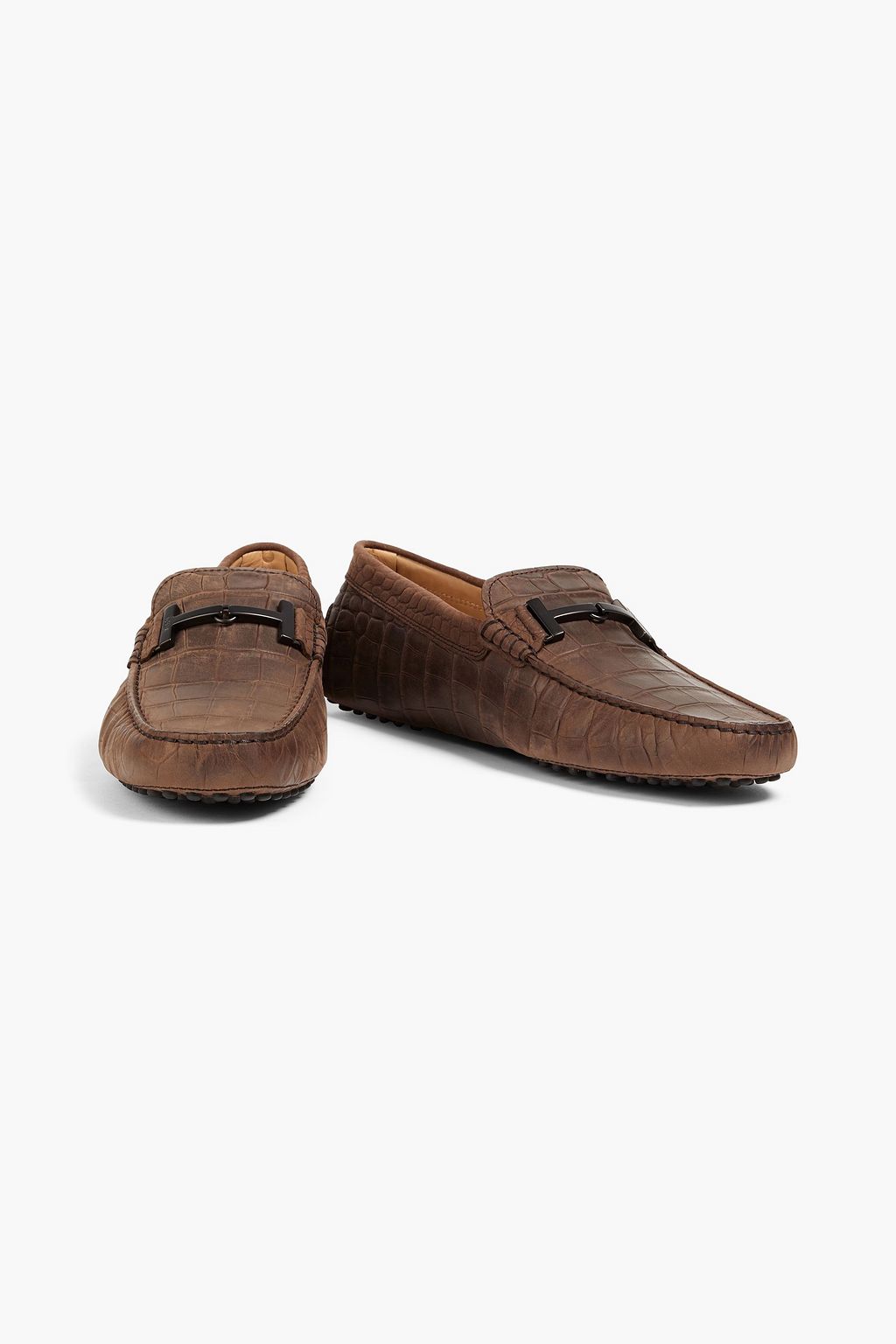 TOD'S Double T croc-effect leather driving shoes