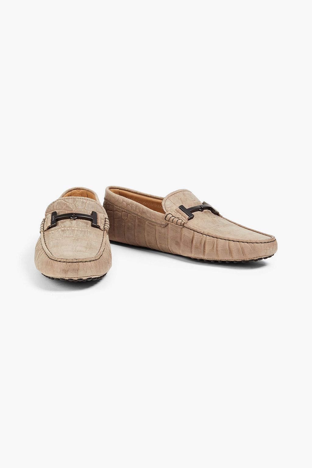 TOD'S Double T croc-effect leather driving shoes