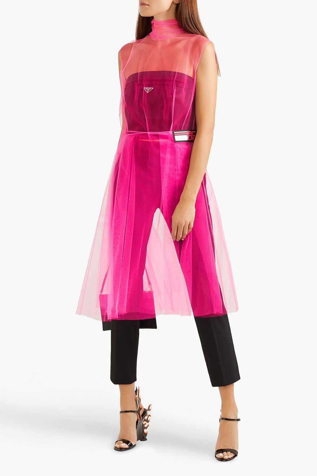 prada pink satin dress Embellished wool and silk minidress in pink - Prada
