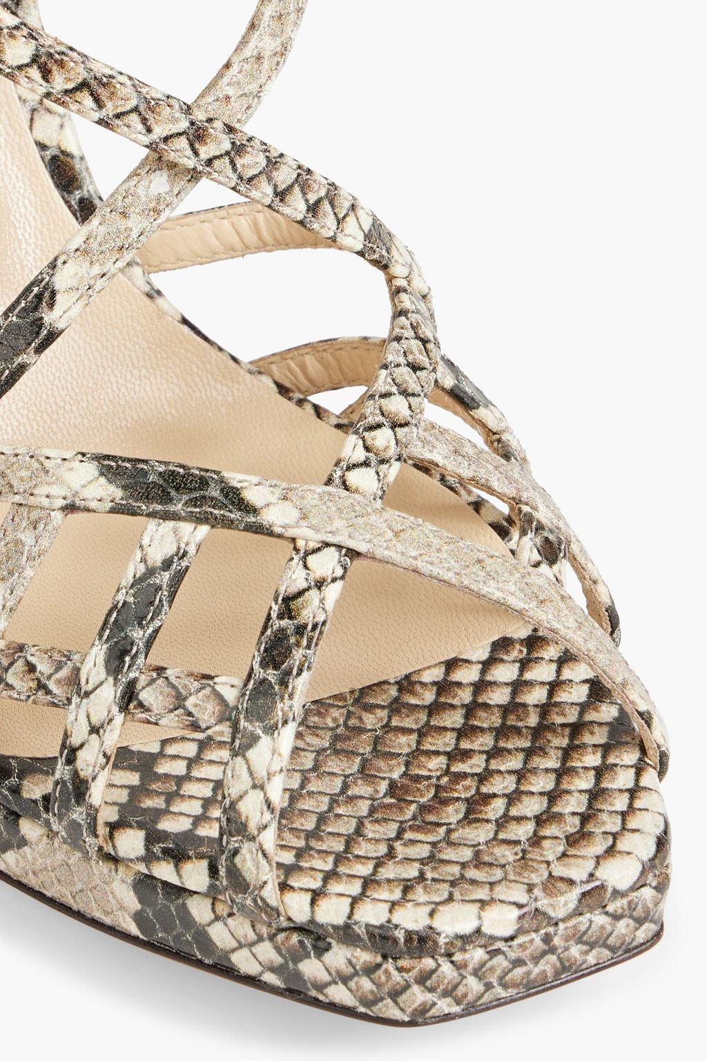 JIMMY CHOO Sadae 100 snake-effect leather sandals