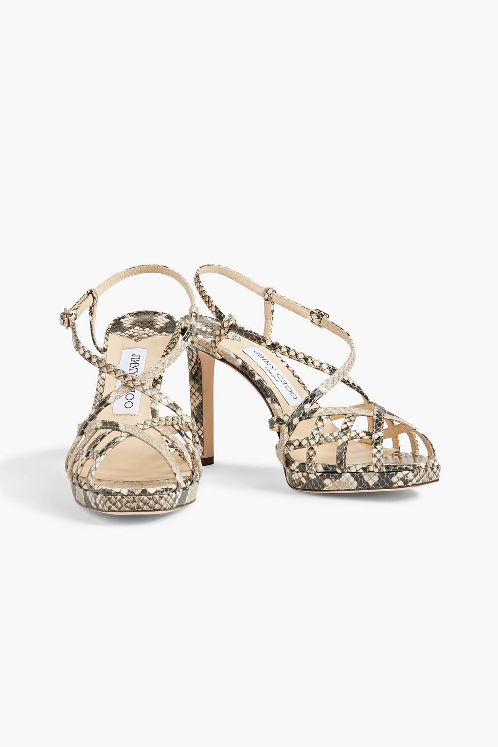 JIMMY CHOO Sadae 100 snake-effect leather sandals