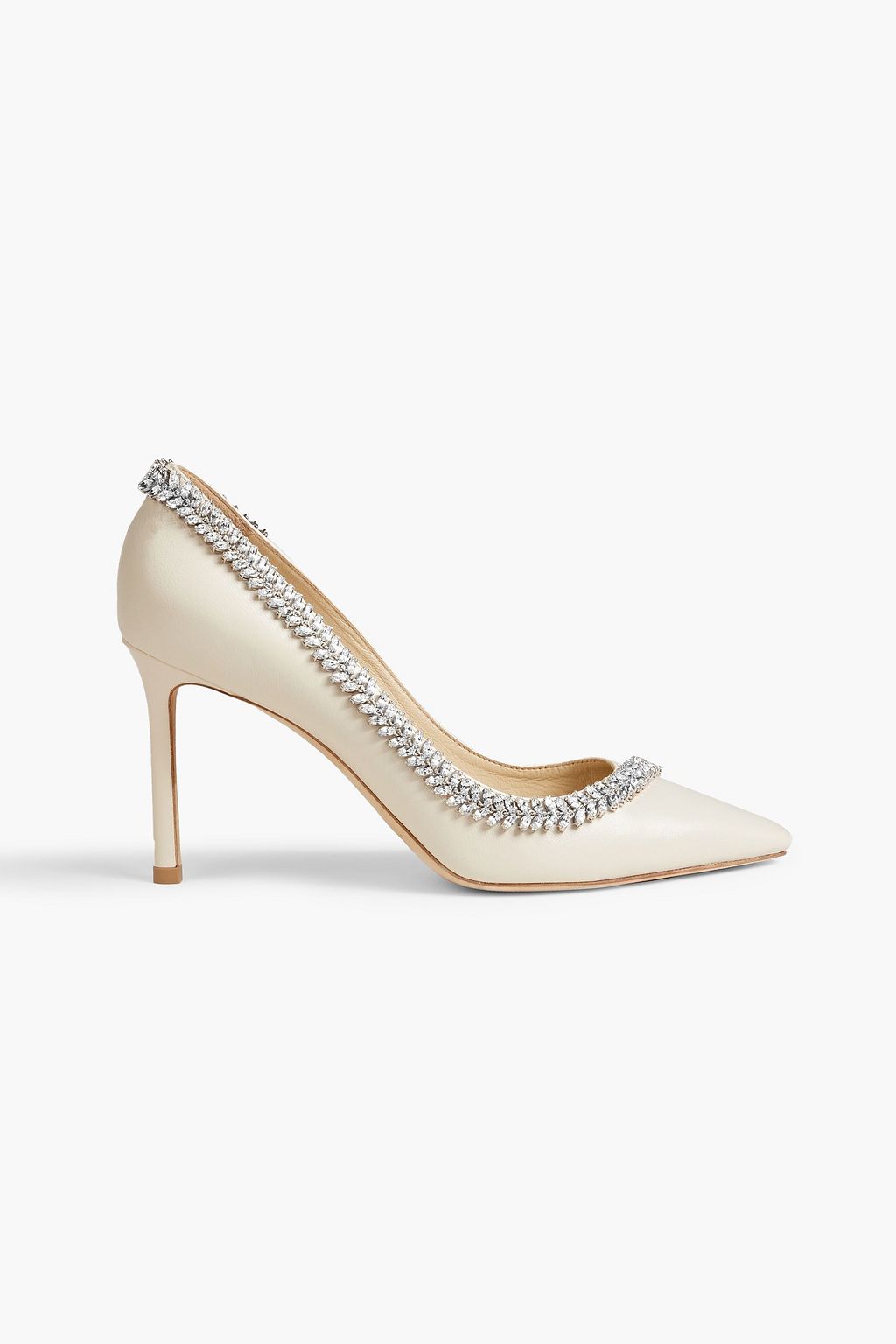 JIMMY CHOO Romy 85 crystal-embellished leather pumps | THE OUTNET