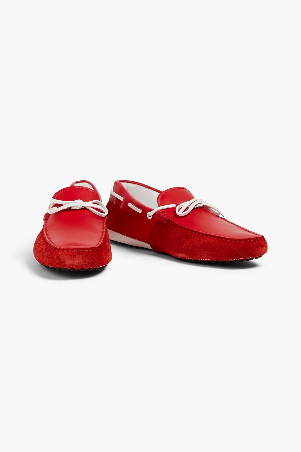 TOD'S Appliquéd leather and suede driving shoes