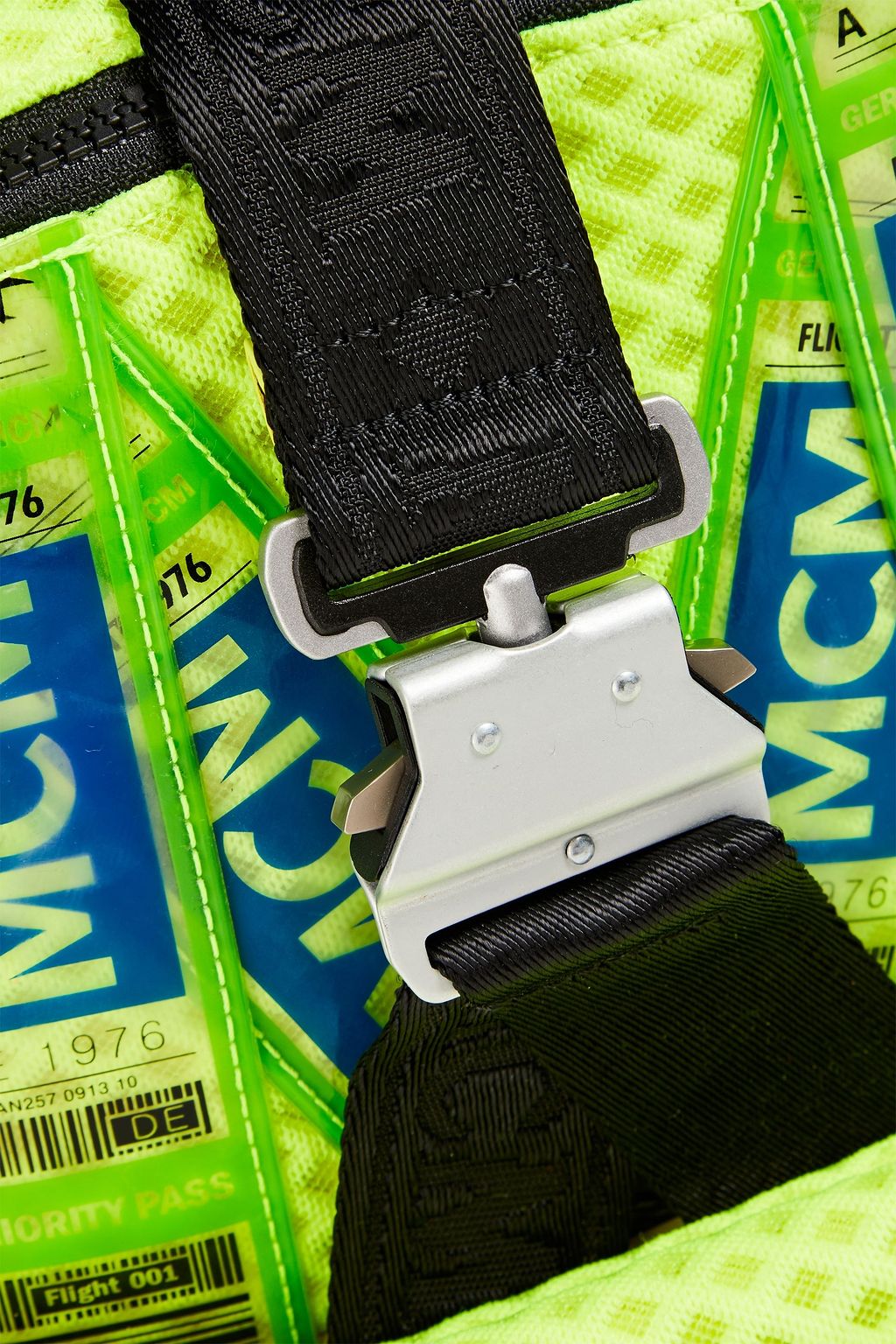 MCM Appliquéd neon mesh backpack