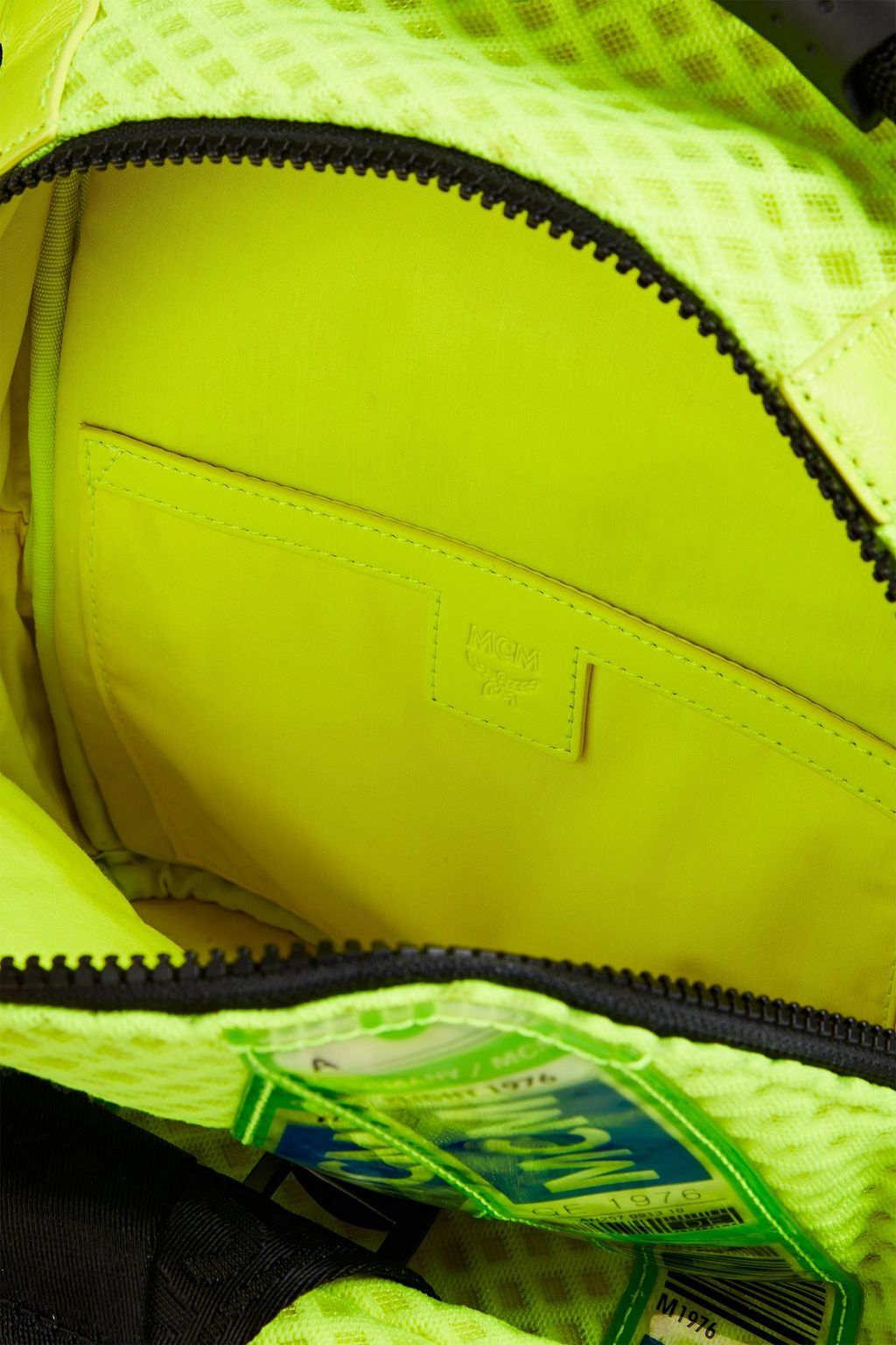 MCM Appliquéd neon mesh backpack