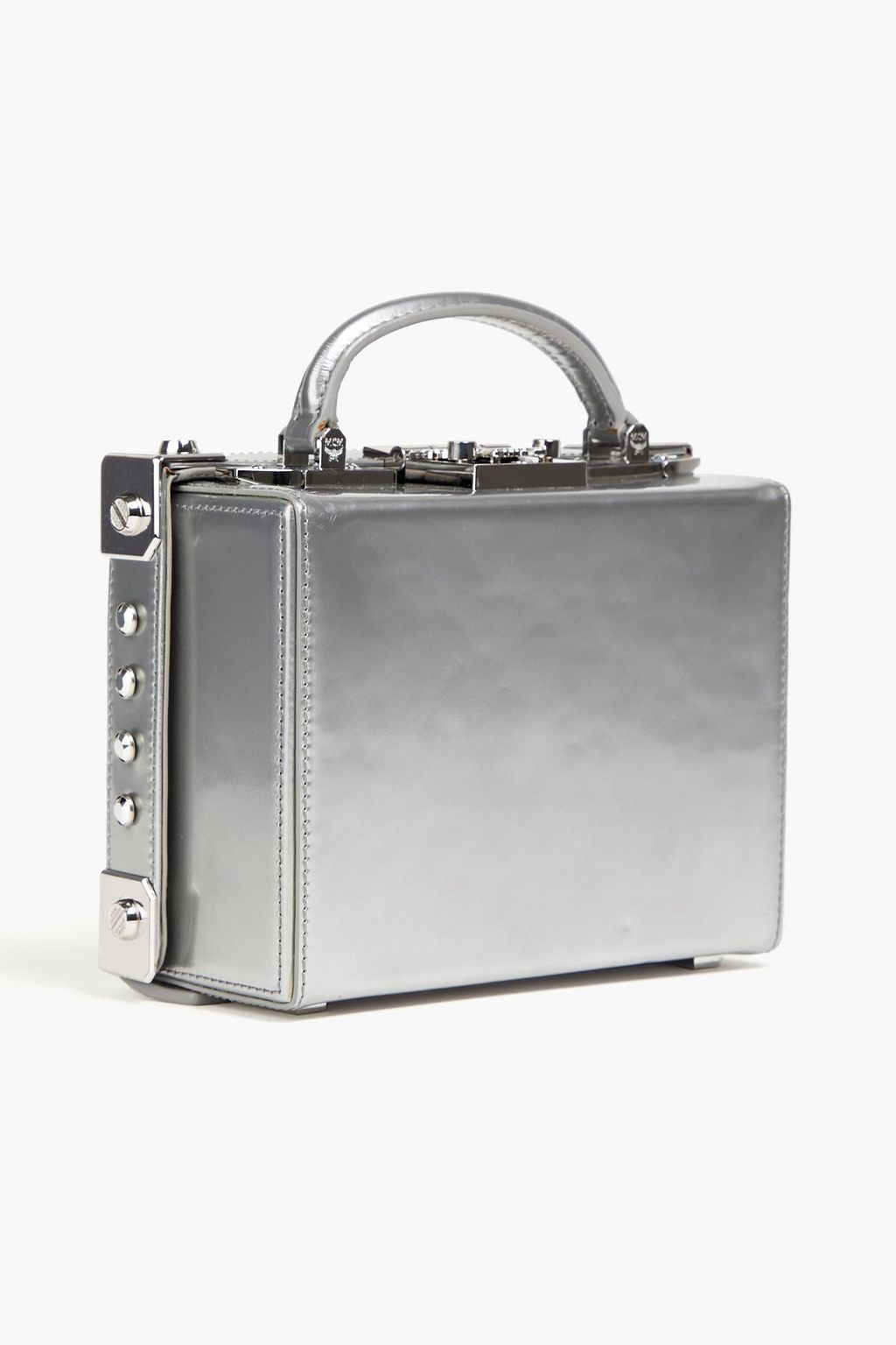 MCM Berlin embellished metallic leather box clutch